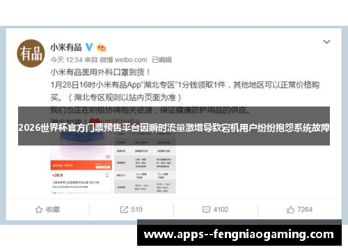 2026世界杯官方门票预售平台因瞬时流量激增导致宕机用户纷纷抱怨系统故障